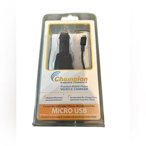 Champion Wireless Premium Vehicle Charger-Micro USB-New In Package
